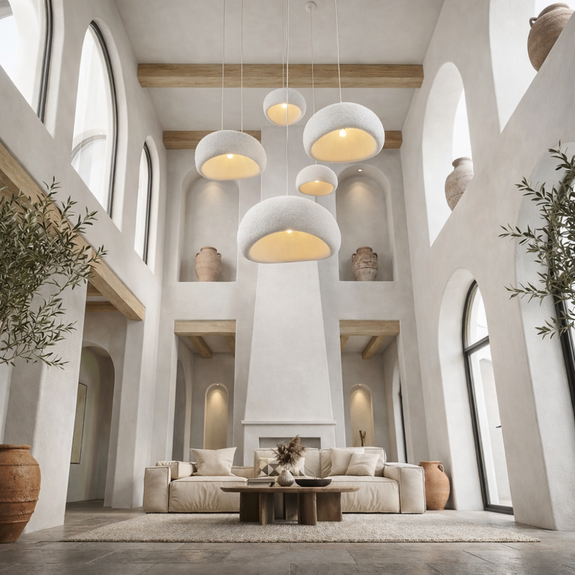 Suspension LED Wabi-Sabi Polystyrène Sculpté | Gris