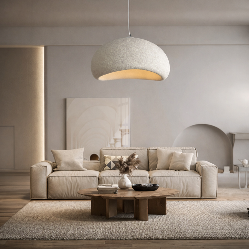 Suspension LED Wabi-Sabi Polystyrène Sculpté | Gris
