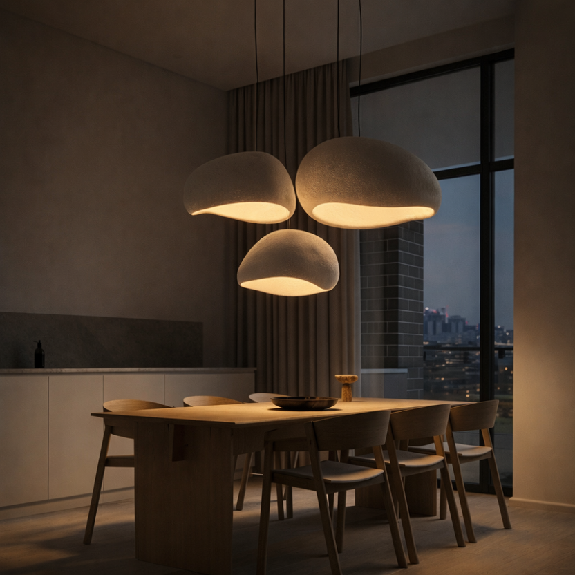 Suspension LED Wabi-Sabi Polystyrène Sculpté | Gris