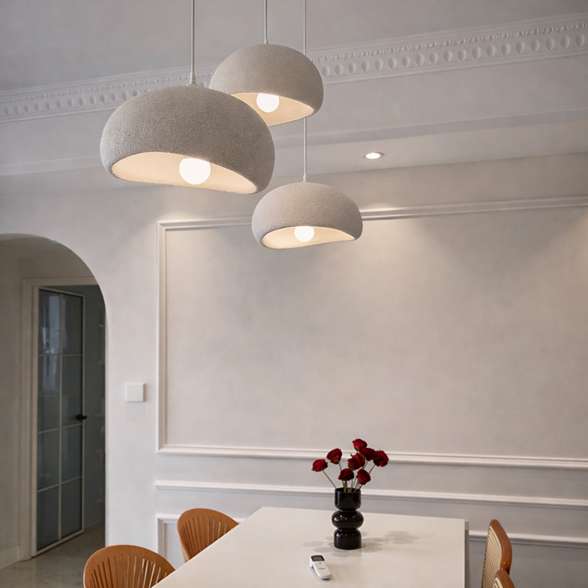 Suspension LED Wabi-Sabi Polystyrène Sculpté | Gris