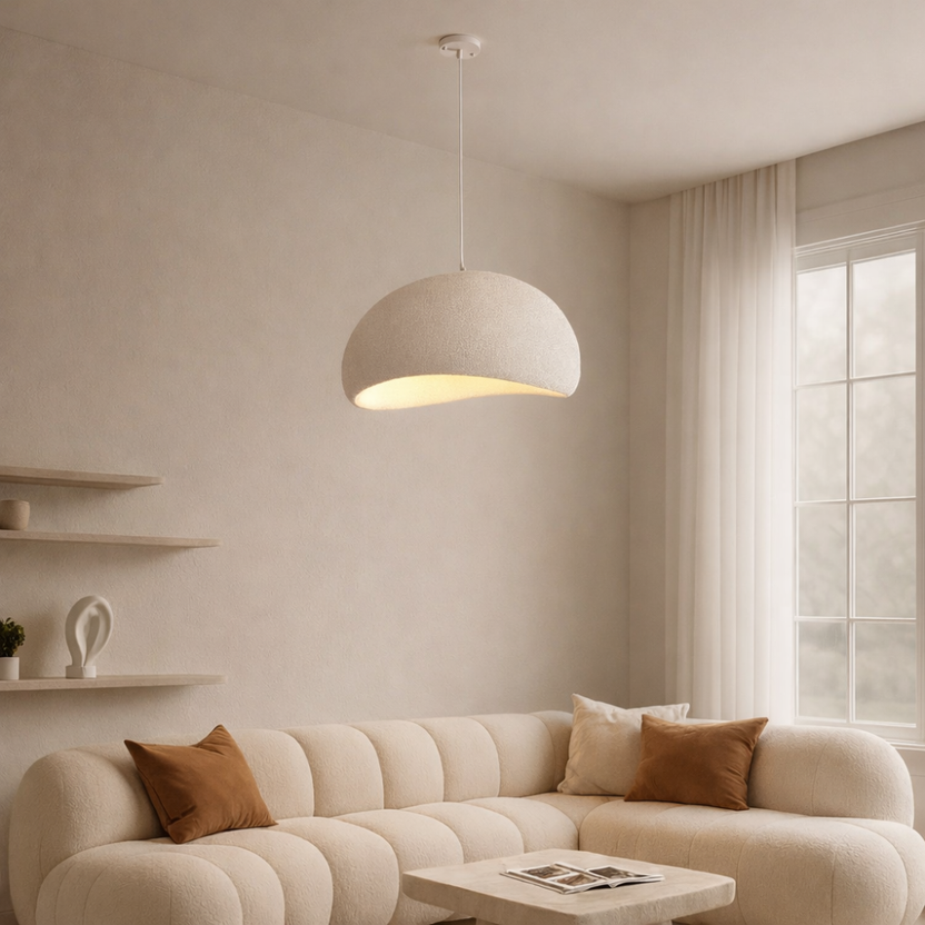 Suspension LED Wabi-Sabi Polystyrène Sculpté | Gris