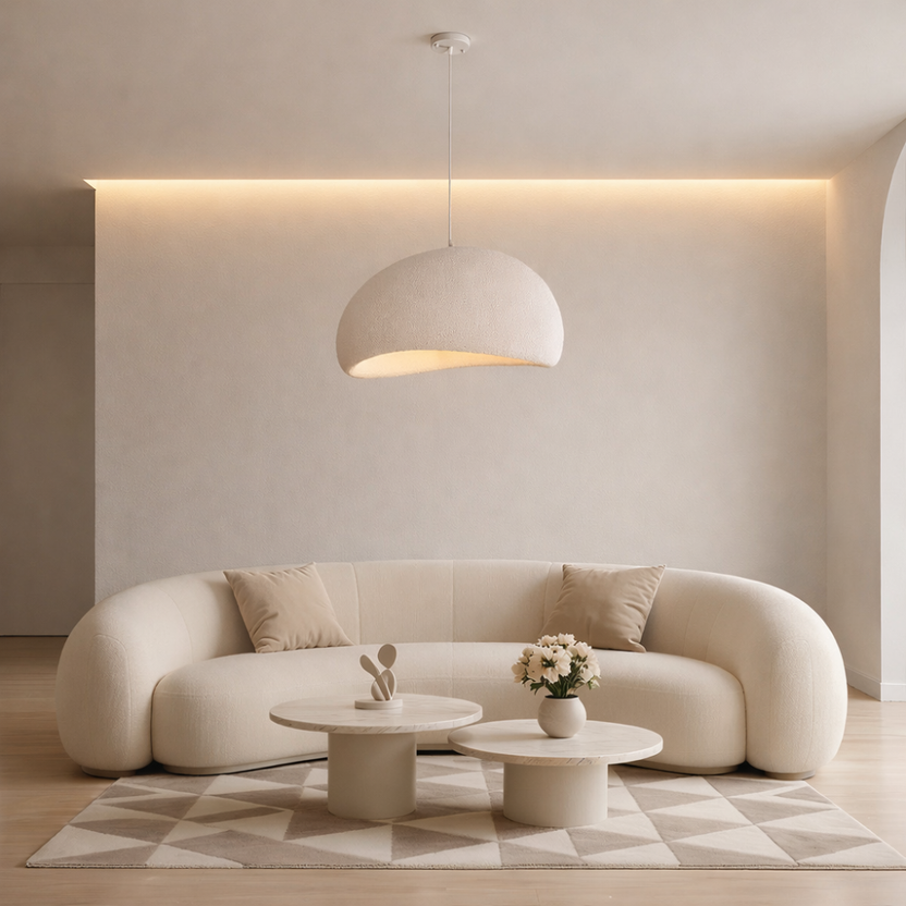 Suspension LED Wabi-Sabi Polystyrène Sculpté | Gris