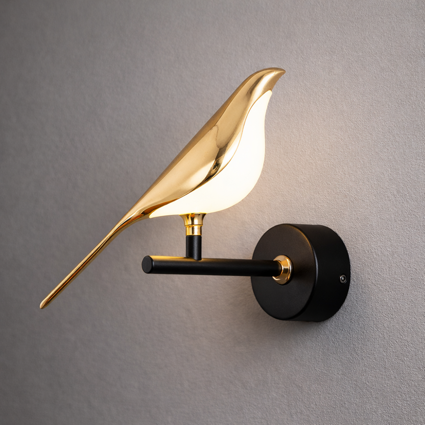Luminaire mural oiseau doré aluminium 90-260V - couloir contemporain