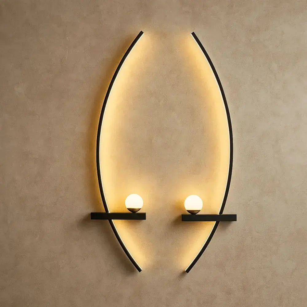 Applique arc LED graphique salon contemporain - installation duo