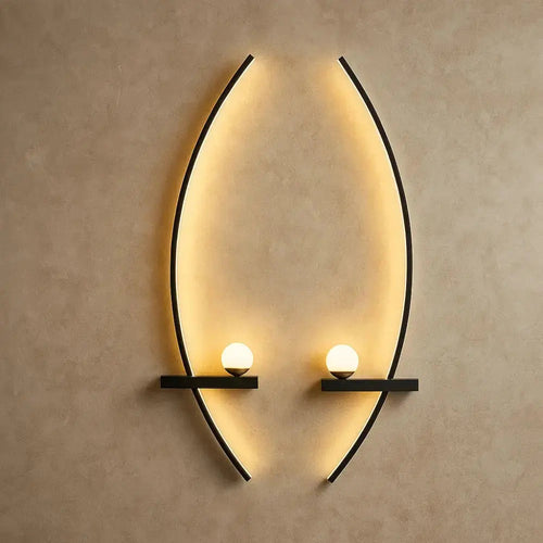 Applique arc LED graphique salon contemporain - installation duo