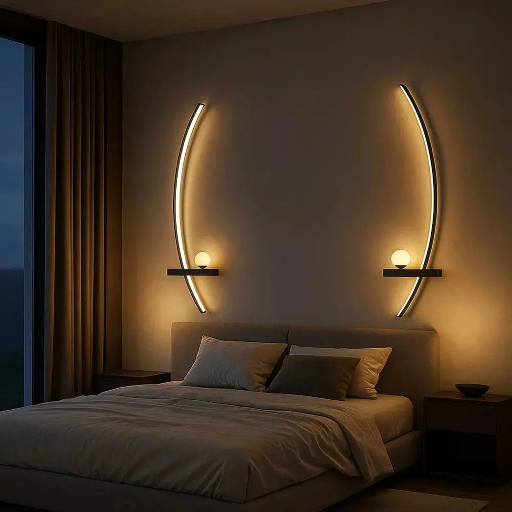 Applique murale LED courbe silicone blanc chaud - detail arc