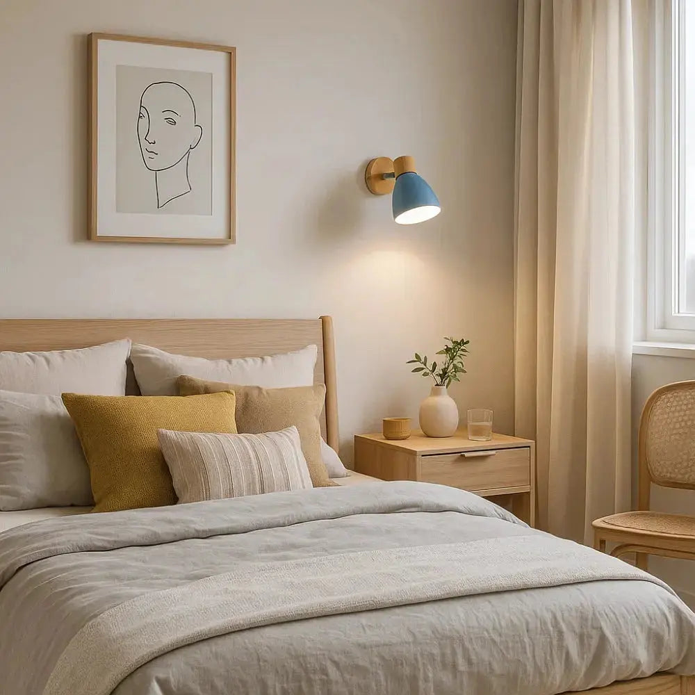 Applique Murale Nordique Bois et Fer Abat-jour Pastel | Norya