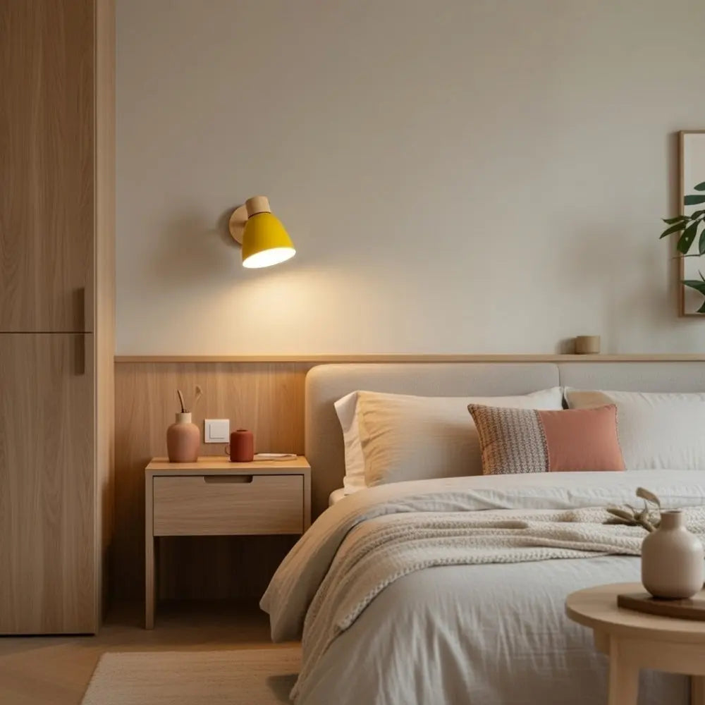 Applique Murale Nordique Bois et Fer Abat-jour Pastel | Norya