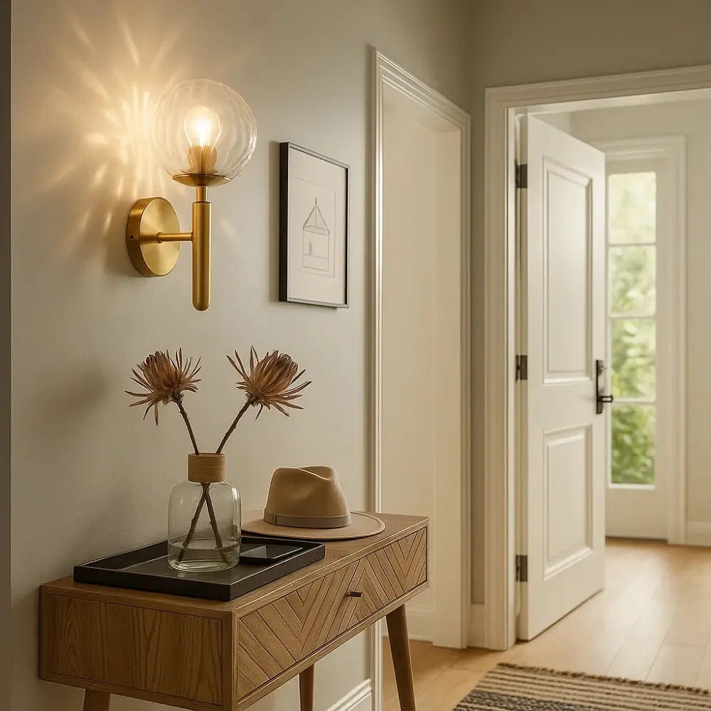 Elyndra applique globe verre doré lumière blanc chaud - salon contemporain