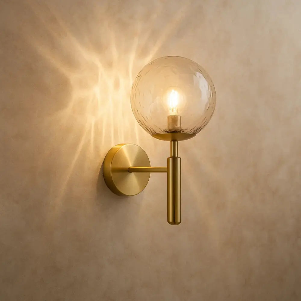 Applique murale globe verre clair métal doré - Elyndra vue principale