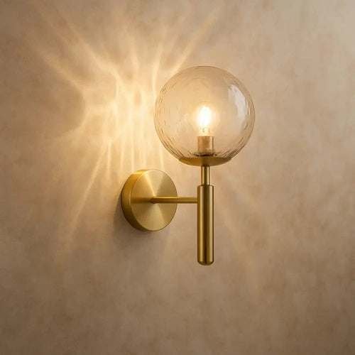 Applique murale globe verre clair métal doré - Elyndra vue principale