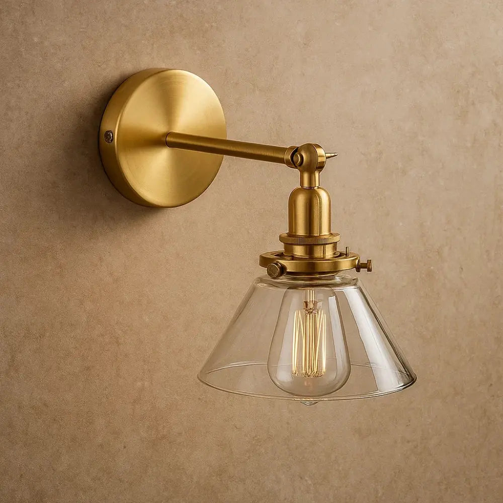 Applique aluminium bronze diffuseur verre E27 - ambiance chambre cosy