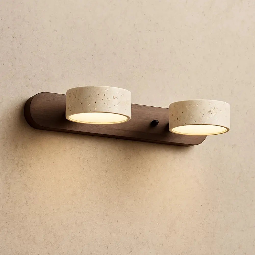 Applique Murale Travertin et Bois Massif LED Tricolore | Solveta