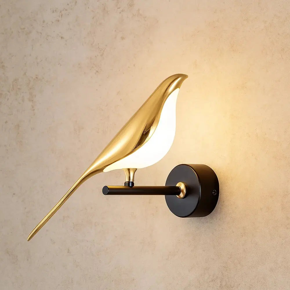 Applique Murale LED Oiseau Doré Art Déco | Aluminium Plaqué Or