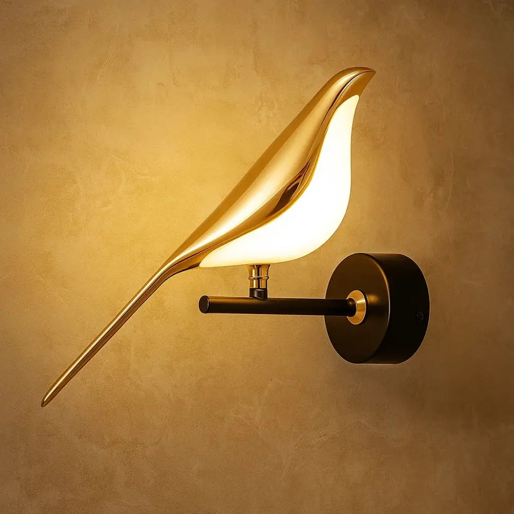 Applique Murale LED Oiseau Doré Art Déco | Aluminium Plaqué Or