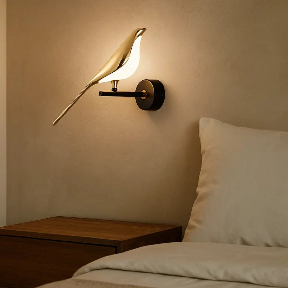 Applique Murale LED Oiseau Doré Art Déco | Aluminium Plaqué Or
