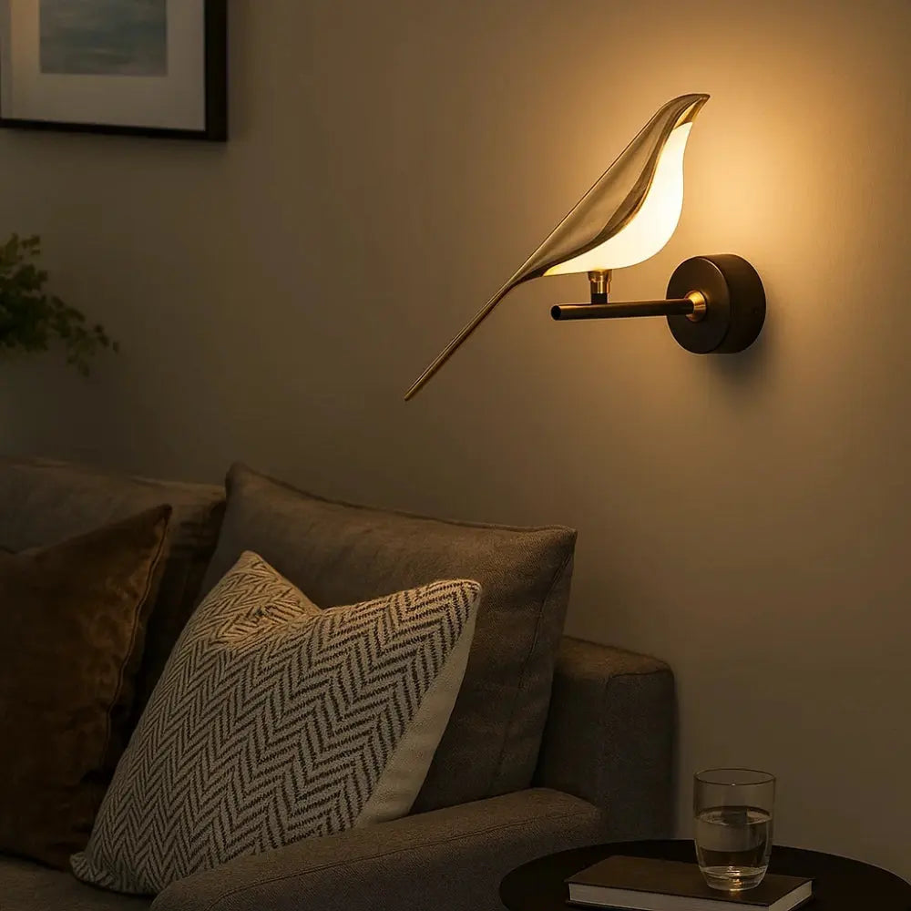 Applique Murale LED Oiseau Doré Art Déco | Aluminium Plaqué Or