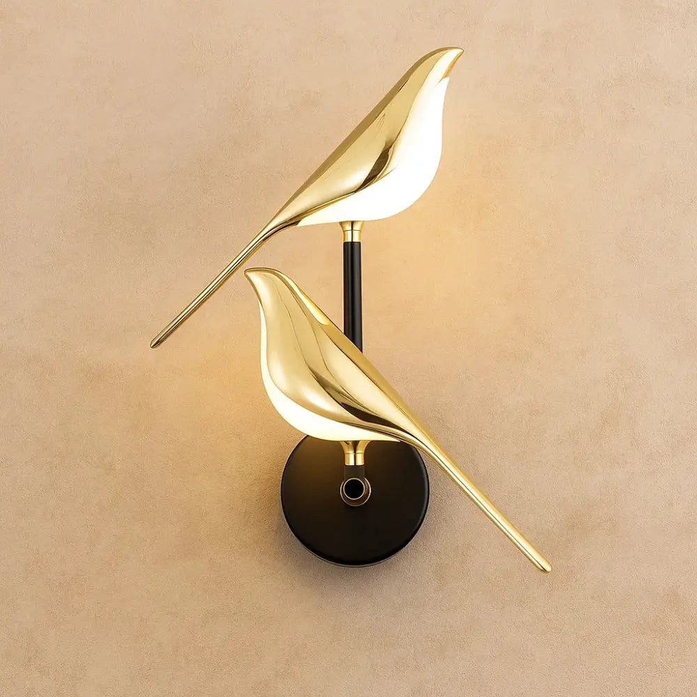 Applique Murale LED Oiseau Doré Art Déco | Aluminium Plaqué Or