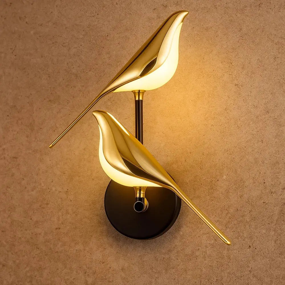 Applique Murale LED Oiseau Doré Art Déco | Aluminium Plaqué Or