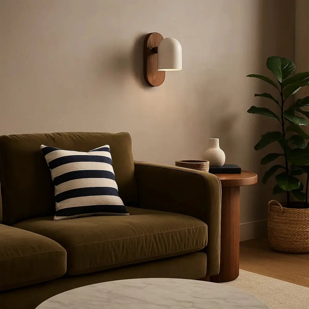 Applique bois naturel métal noir LED économique - couloir entrée