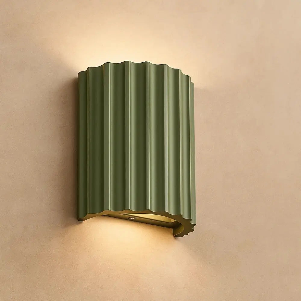 Applique résine texturée lumière douce vert - salon minimaliste