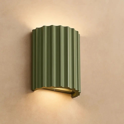 Applique résine texturée lumière douce vert - salon minimaliste