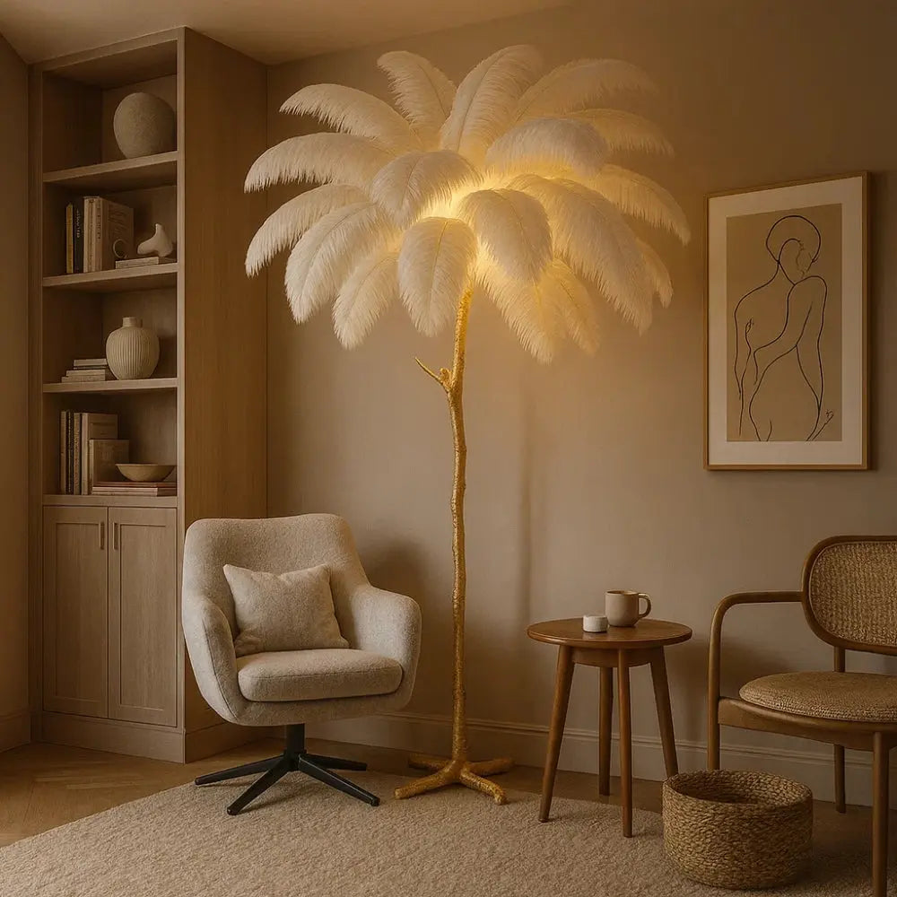Lampadaire Plume - Plumes d'Autruche Opulentes | Ostrélys