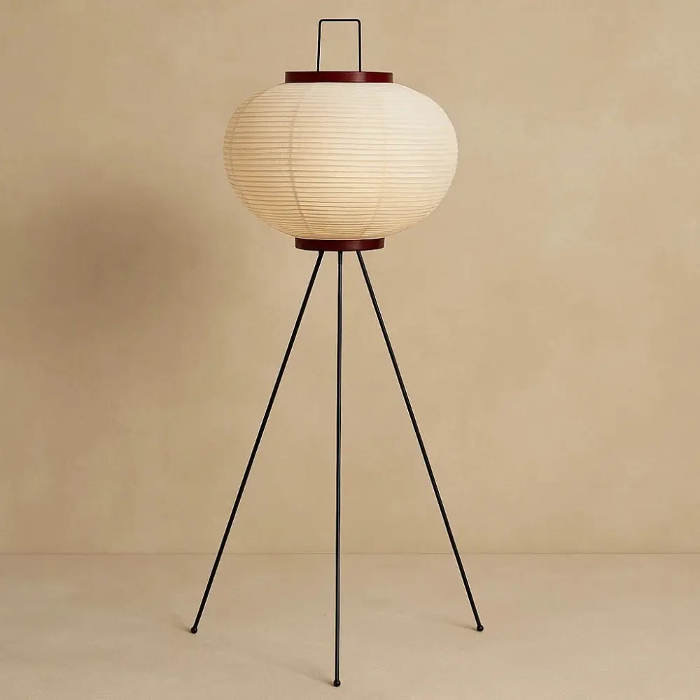 Lampadaire Japonais Papier de Riz et Métal Noir LED | Haruné