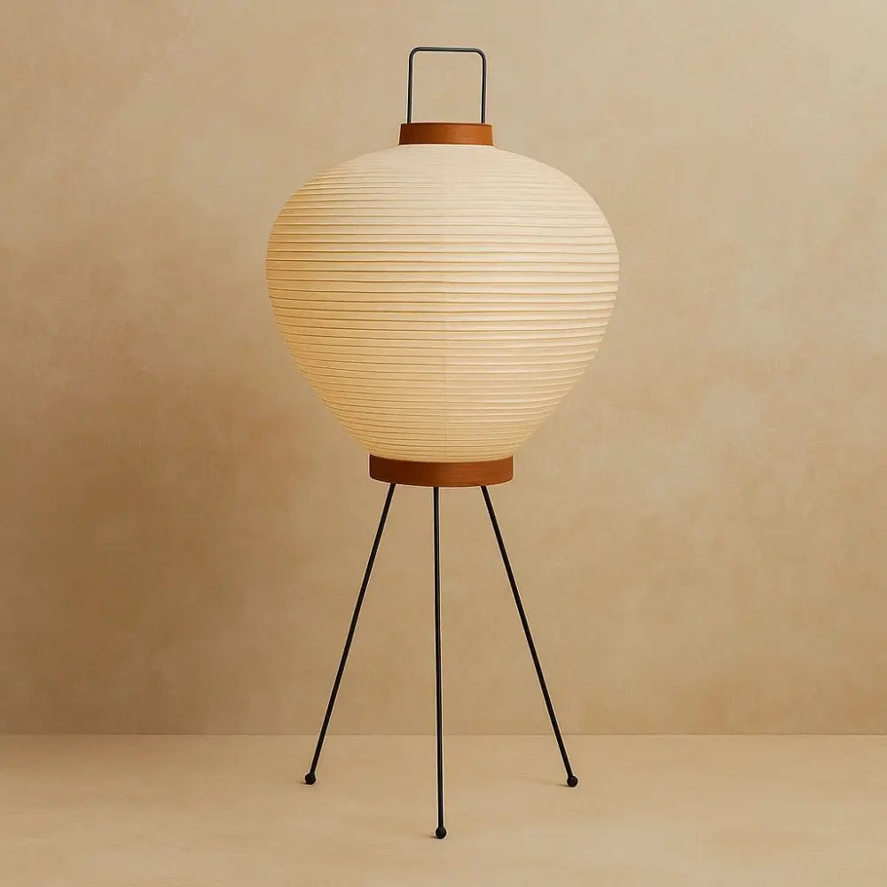 Lampadaire Japonais Papier de Riz et Métal Noir LED | Haruné