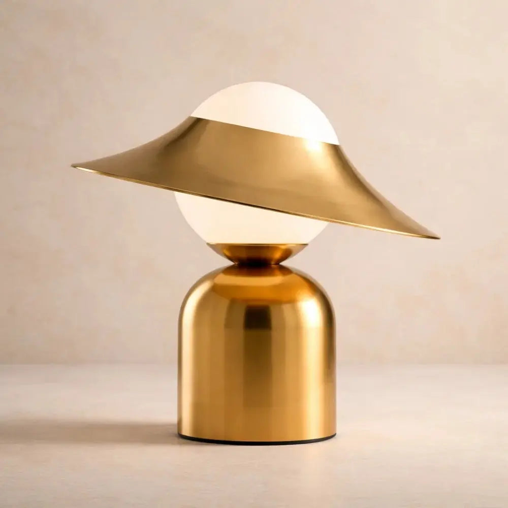 Lampe Champignon Vintage - Dôme Doré en Verre Dépoli | Mycaria