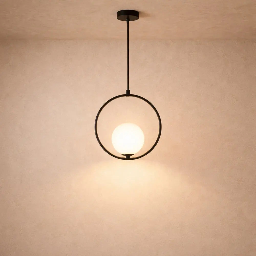 Suspension Orbes Verre et Métal Noir | Ligne Graphique Minimaliste