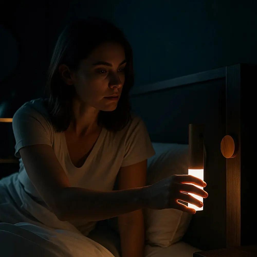 Lampe murale bois détecteur intelligent éclairage nocturne doux