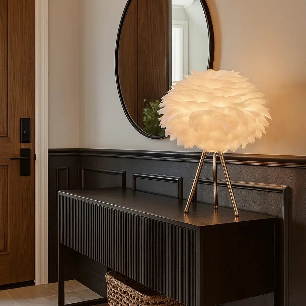 Lampe Table De Chevet - Plumes Dorées Rêveuses | Plumélia