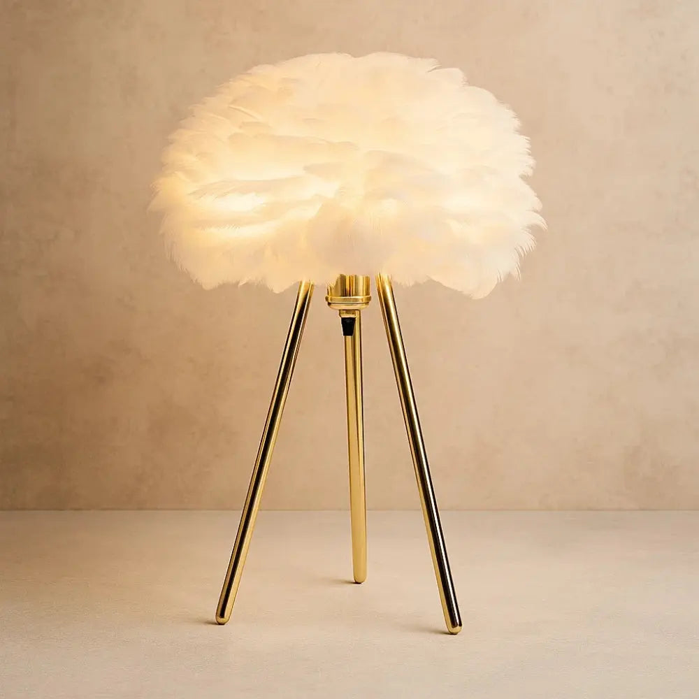 Lampe Table De Chevet - Plumes Dorées Rêveuses | Plumélia