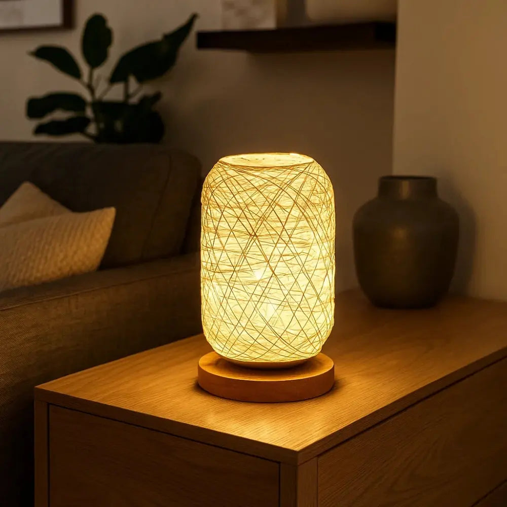 Lampe De Chevet En Rotin - Tressage Bohème Naturel | Rotelya