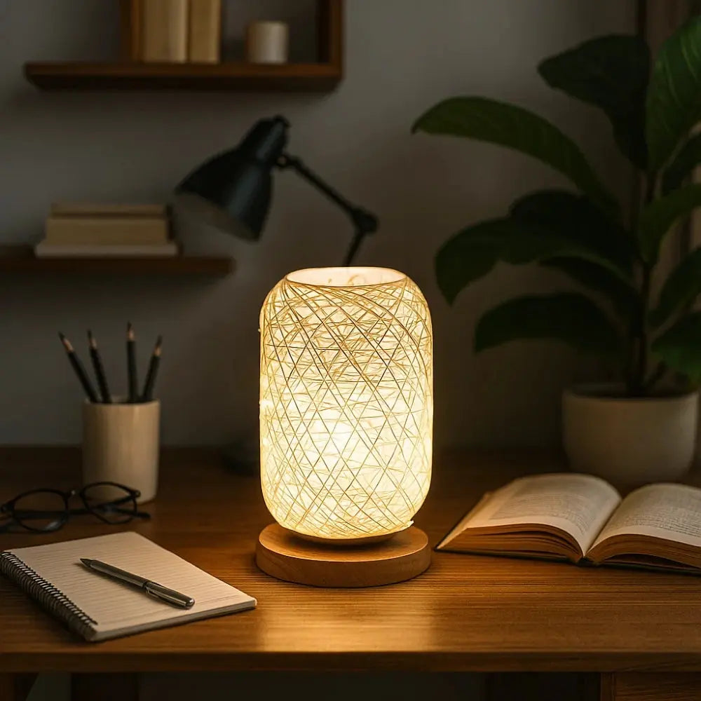 Lampe De Chevet En Rotin - Tressage Bohème Naturel | Rotelya