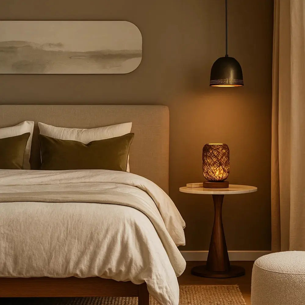 Lampe De Chevet En Rotin - Tressage Bohème Naturel | Rotelya