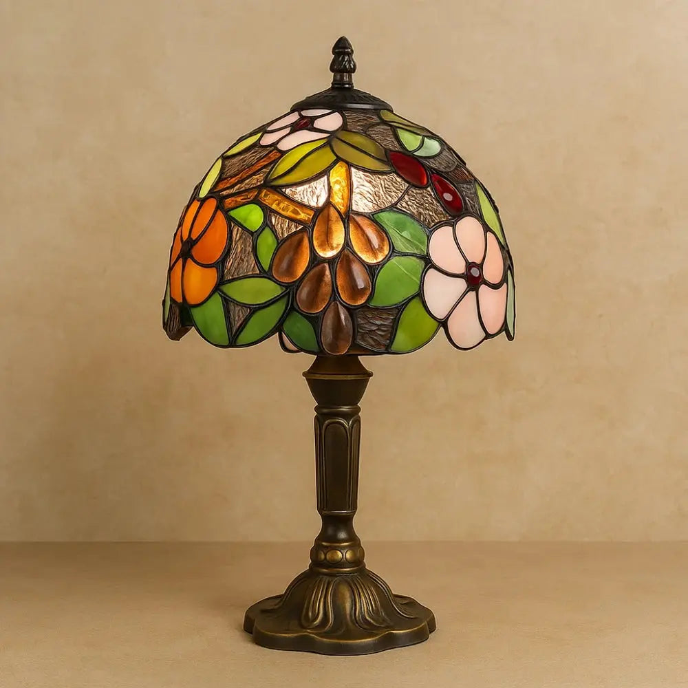 Lampe Champignon Vintage Verre Coloré Base Bronze | Marina
