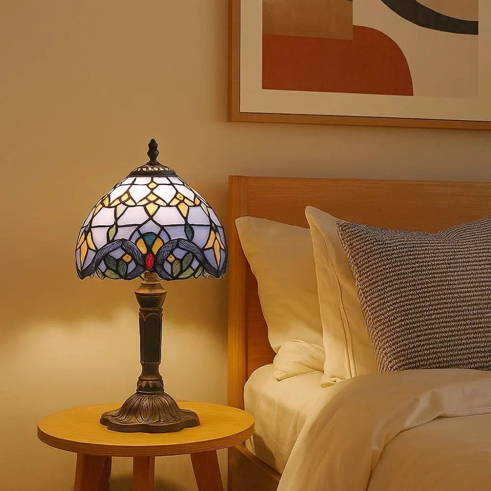 Lampe Champignon Vintage Verre Coloré Base Bronze | Marina