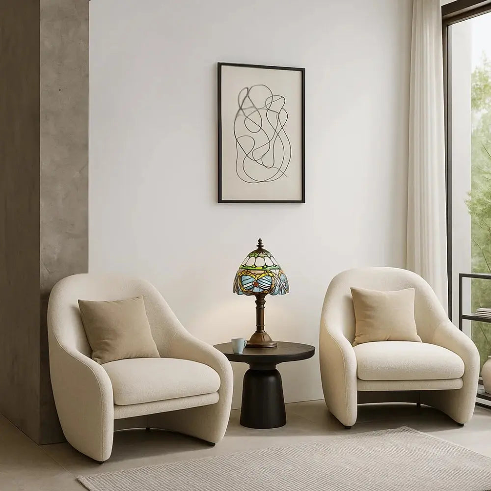 Lampe Champignon Vintage Verre Coloré Base Bronze | Marina
