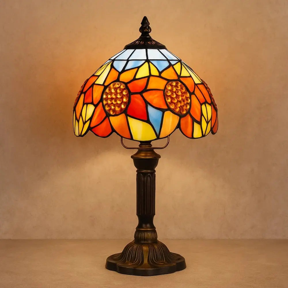 Lampe Champignon Vintage Verre Coloré Base Bronze | Marina