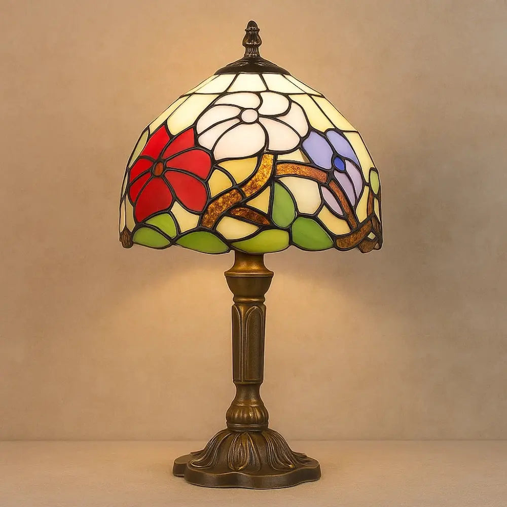 Lampe Champignon Vintage Verre Coloré Base Bronze | Marina