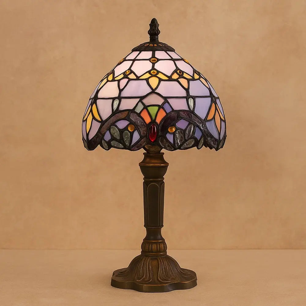 Lampe Champignon Vintage Verre Coloré Base Bronze | Marina