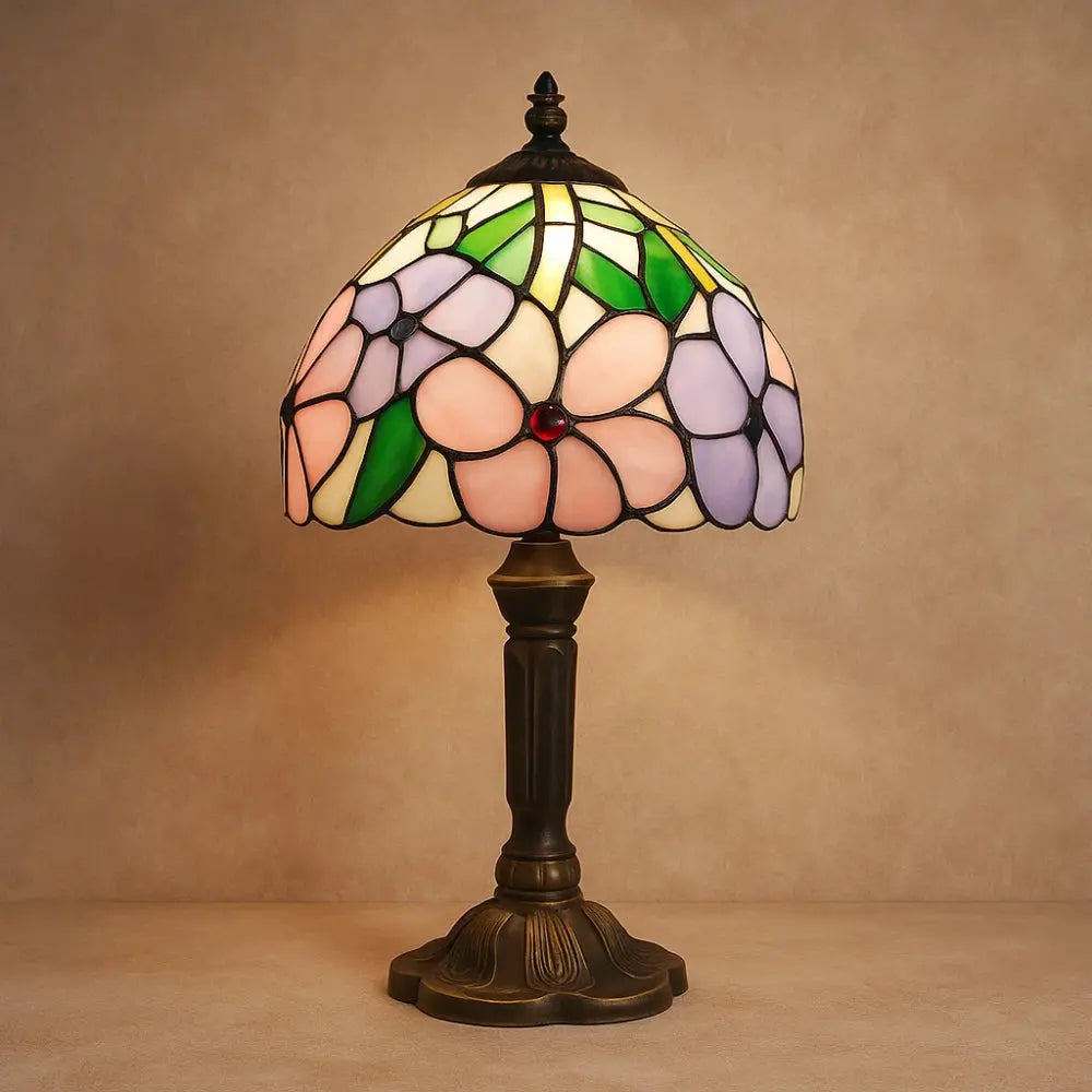 Lampe Champignon Vintage Verre Coloré Base Bronze | Marina