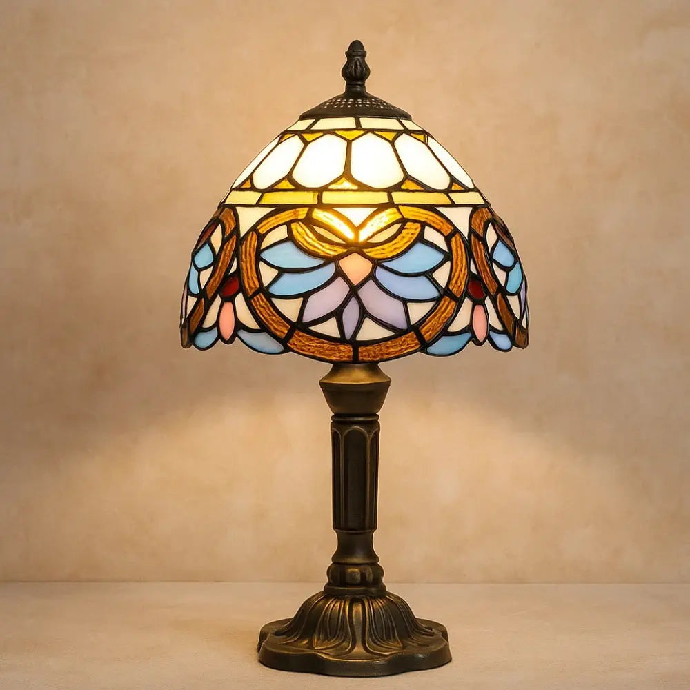 Lampe Champignon Vintage Verre Coloré Base Bronze | Marina