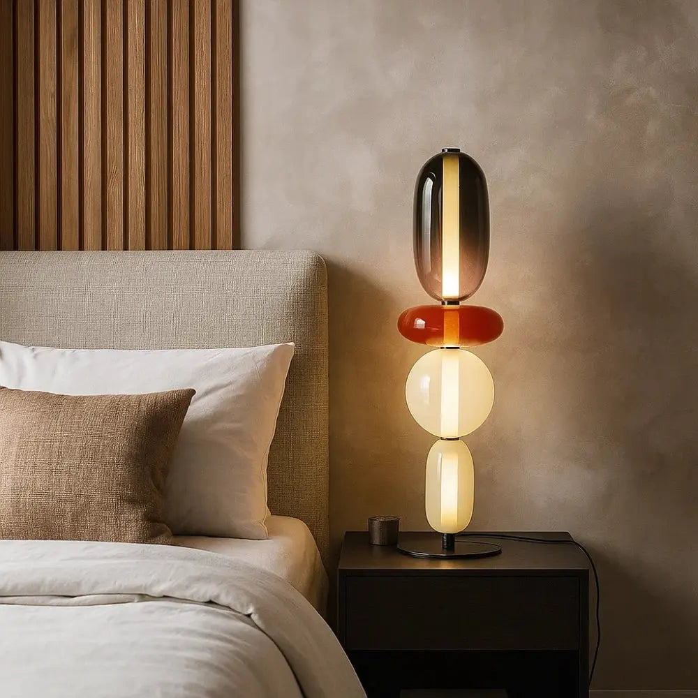 Lampe sur Pied Design Sculptural Verre Coloré Métal | Elvara