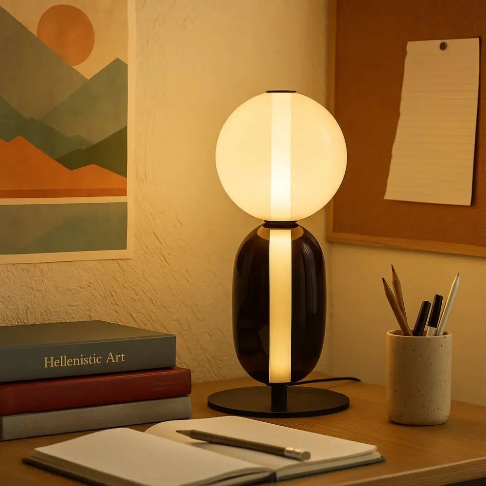 Lampe sur Pied Design Sculptural Verre Coloré Métal | Elvara