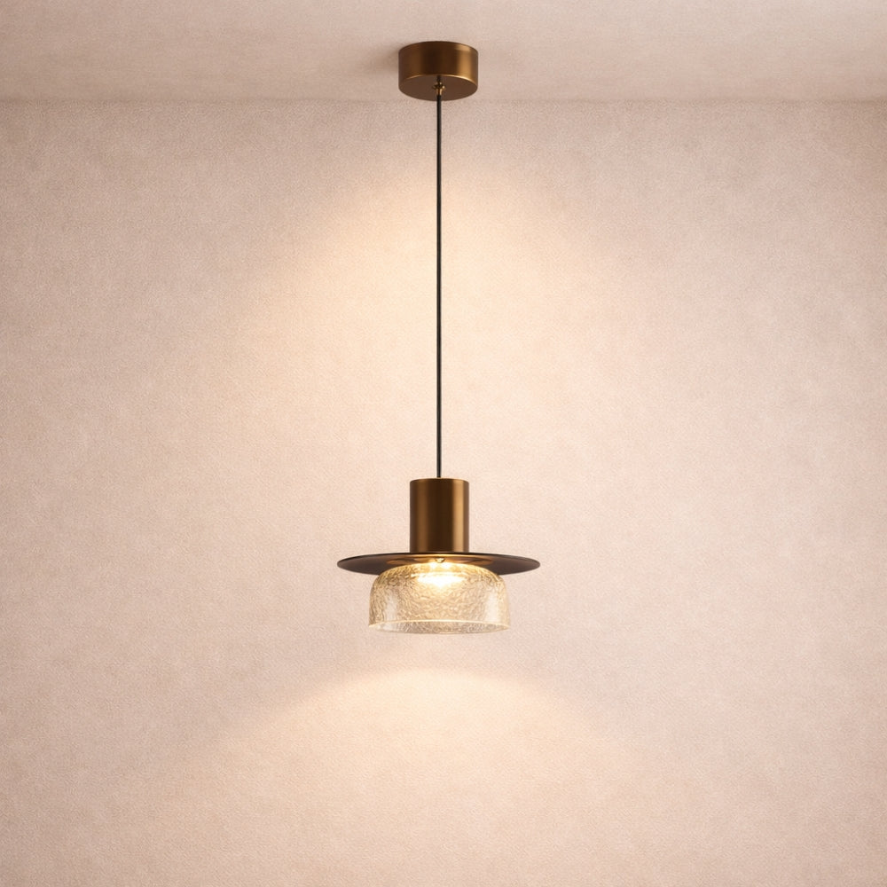 Suspension Verre Fissuré Ambré ou Transparent | Éclat Texturé