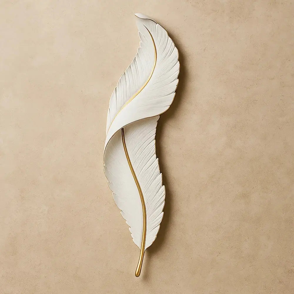Applique murale plume dorée LED résine - SoftFeather vue principale