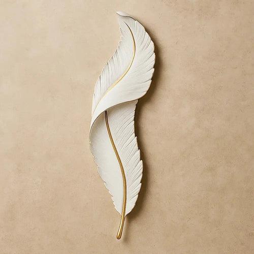 Applique murale plume dorée LED résine - SoftFeather vue principale